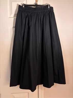 a new day Black Full A-Line Midi Skirt with Elastic Waist